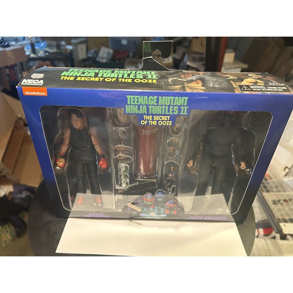 TMNT II SECRET OF THE OOZE KENO & FOOT SOLDIER 7" INCH 2 FIGURE SET NECA NON MIB